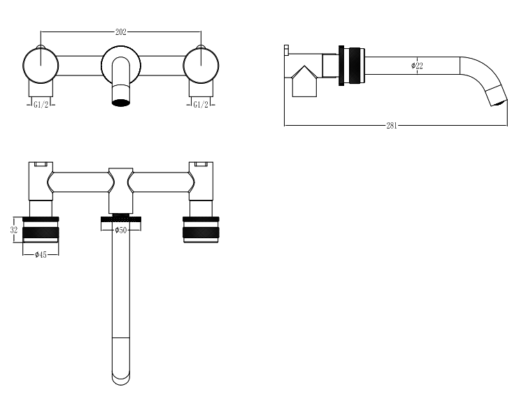 Смеситель для раковины Boheme Prestige 152-2-CR-PR С ВНУТРЕННЕЙ ЧАСТЬЮ, хром