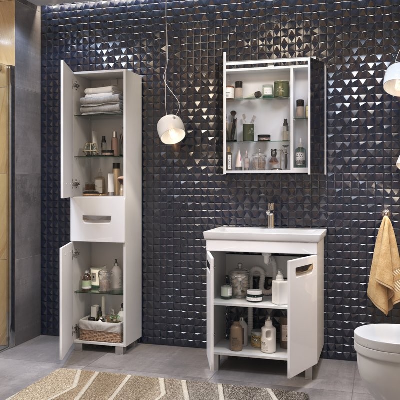 Тумба с раковиной Vigo Plaza 70 2 дверцы, белая, раковина Como 70