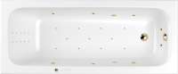 Акриловая ванна WHITECROSS Vibe 0105.180075.100.ULTRANANO.GL 180x75 см, пристенная, с гидромассажем, белая, с каркасом, со сливом-переливом, с донным клапаном, фурнитура золото