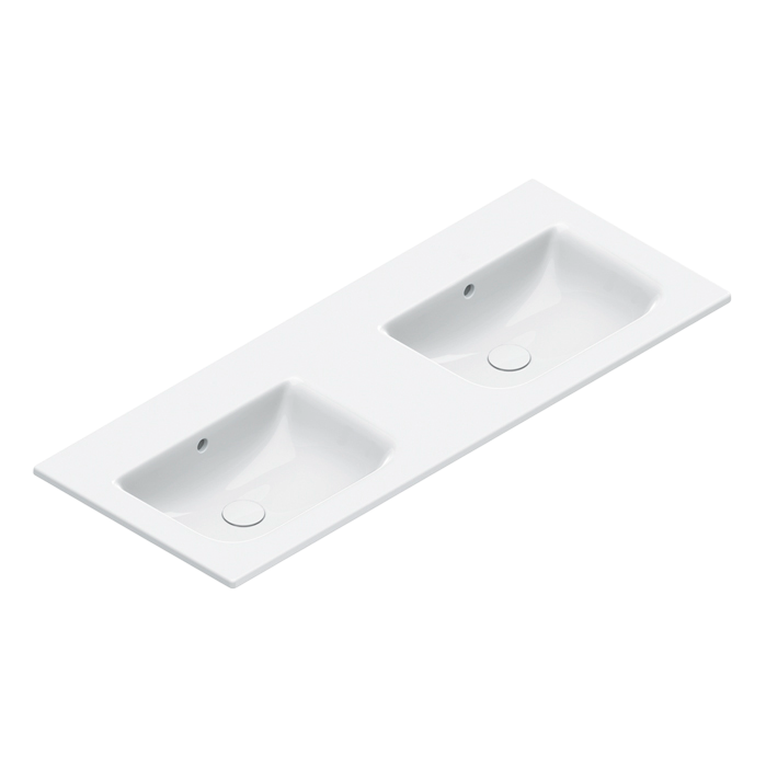 Раковина подвесная Catalano Italy 0721270001 125х50 глянцевая белая, прямоугольная, двойная