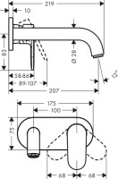 Смеситель для раковины Hansgrohe Vernis Shape 71578670 С ВНУТРЕННЕЙ ЧАСТЬЮ черный