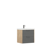 Тумба с раковиной Corozo Инди 60 подвесная, дуб канзас, графит