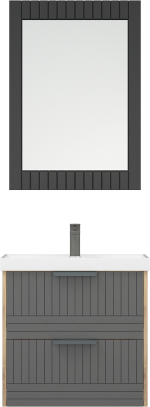 Тумба с раковиной Corozo Инди 60 подвесная, дуб канзас, графит