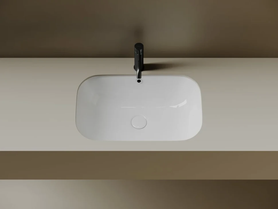 Раковина встраиваемая снизу Ceramicanova Era CN15007 61 глянцевая белая, прямоугольная