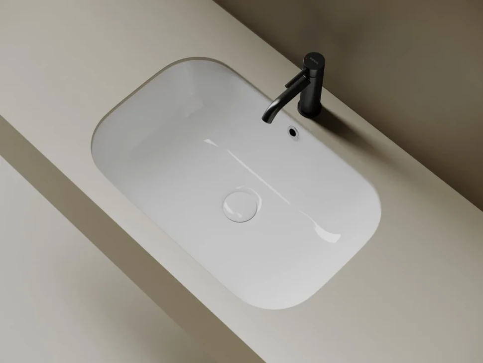 Раковина встраиваемая снизу Ceramicanova Era CN15007 61 глянцевая белая, прямоугольная