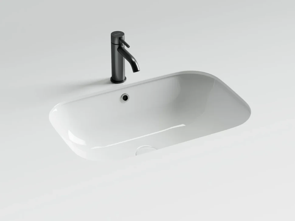 Раковина встраиваемая снизу Ceramicanova Era CN15007 61 глянцевая белая, прямоугольная