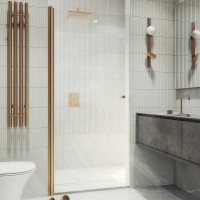 Душевая дверь в нишу Maybahglass MGD-809-2 90 см, профиль бронза, стекло прозрачное