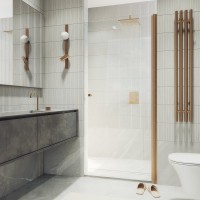 Душевая дверь в нишу Maybahglass MGD-809-2 90 см, профиль бронза, стекло прозрачное