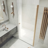 Душевая дверь в нишу Maybahglass MGD-809-2 90 см, профиль бронза, стекло прозрачное