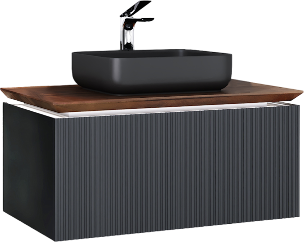 Тумба под раковину Jorno Strong 100, с подсветкой, антрацит