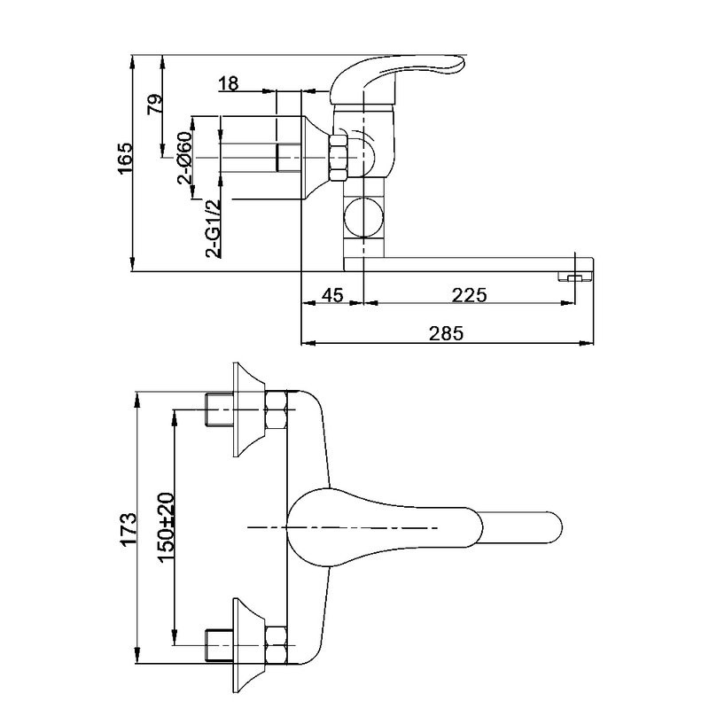 Смеситель для ванны с душем Olive'S Olisan Profi PF15102 хром