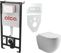Комплект Унитаз подвесной Ceramicanova Mia Rimless CN1805 + Инсталляция AlcaPlast AM101/1120-4:1 RU M571-0001 кнопка смыва хром
