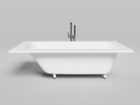 Ванна из искусственного камня Salini Orlanda Plus Kit S-Stone 190x100 см, встраиваемая, матовая белая, на ножках, со сливом-переливом, с донным клапаном