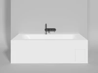 Ванна из искусственного камня Salini Orlanda Plus Kit S-Stone 190x100 см, встраиваемая, матовая белая, на ножках, со сливом-переливом, с донным клапаном