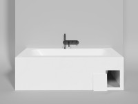 Ванна из искусственного камня Salini Orlanda Plus Kit S-Stone 190x100 см, встраиваемая, матовая белая, на ножках, со сливом-переливом, с донным клапаном