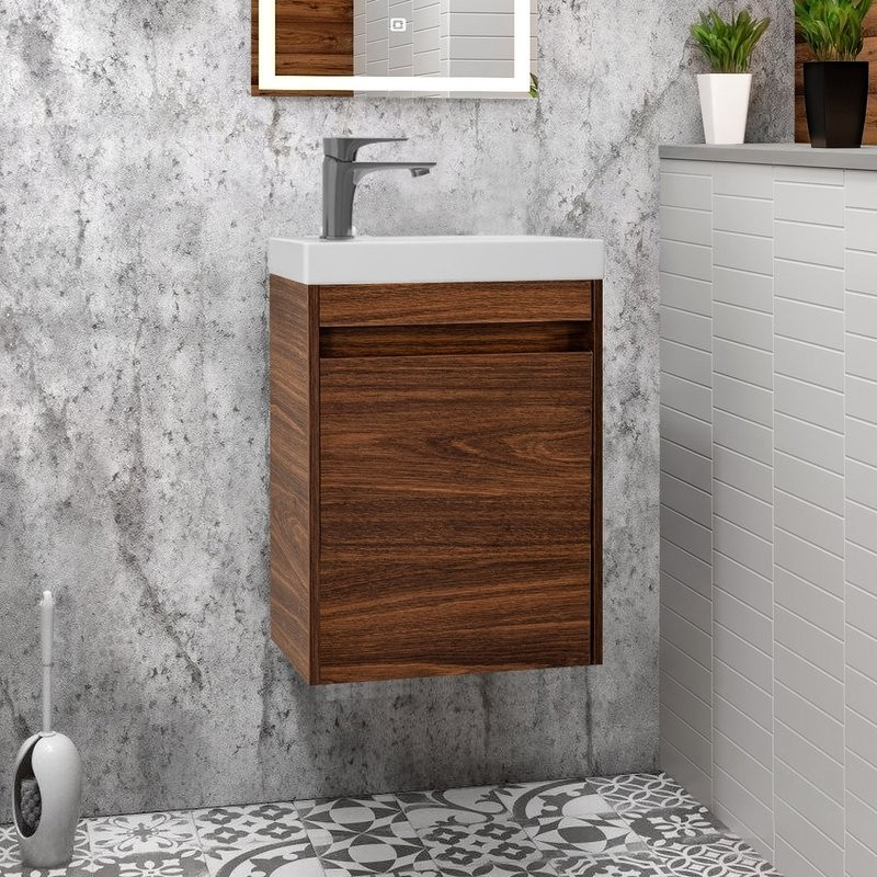 Тумба с раковиной Art&Max Family-M 40 подвесная, bourbon oak, с дверцей