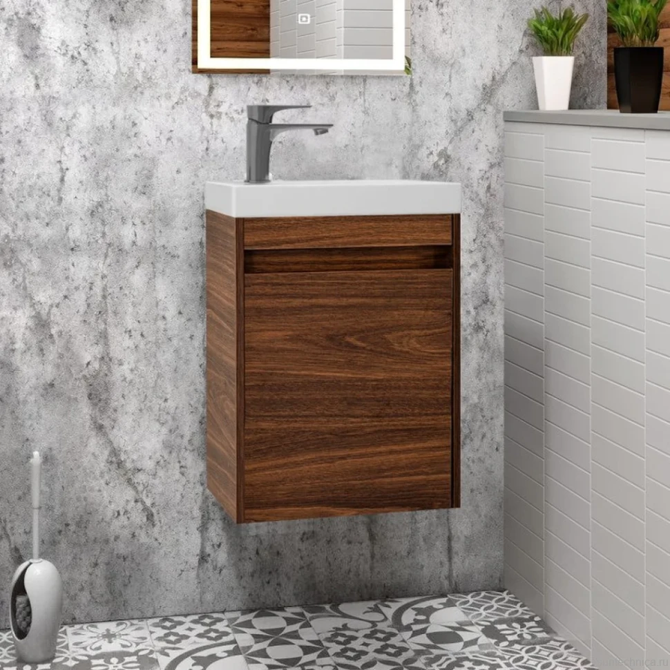 Тумба с раковиной Art&Max Family-M 40 подвесная, bourbon oak, с дверцей