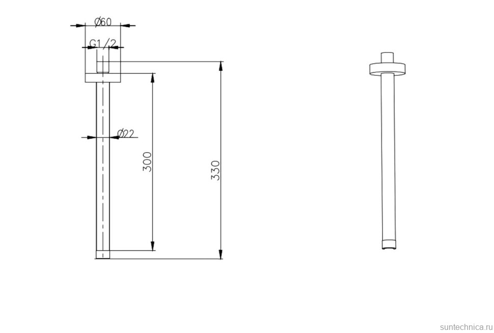 Кронштейн для верхнего душа Boheme Uno 629-UNO-CB copper brushed