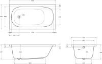 Акриловая ванна Cezares Eco 130x70 см, пристенная, белая, на ножках