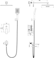 Душевой комплект Wonzon & Woghand WW-88939003-BG С ВНУТРЕННЕЙ ЧАСТЬЮ, брашированное золото
