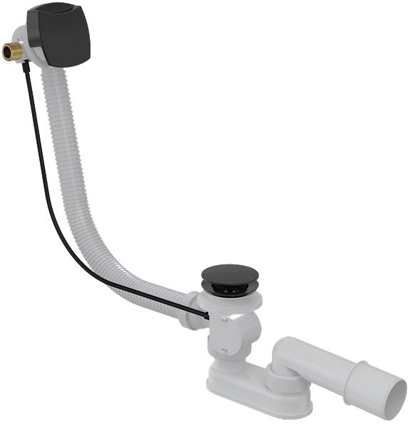 Слив-перелив для ванны AlcaPlast A564BLACK 52 мм, полуавтомат, черный, с сифоном