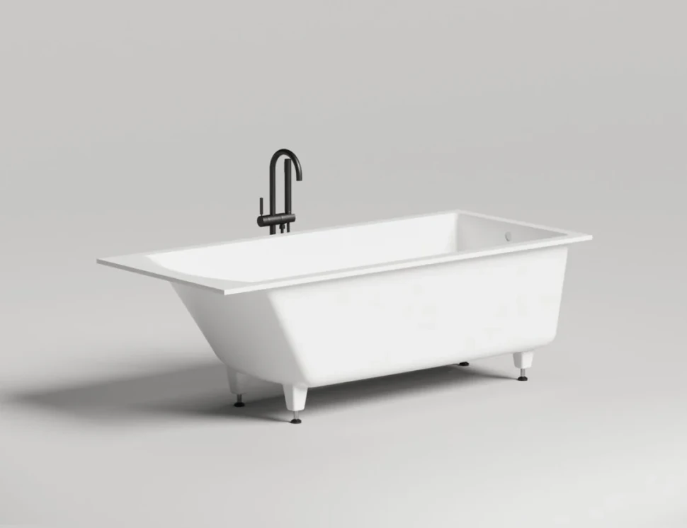 Ванна из искусственного камня Salini Cascata S-Sense 180x80 см, встраиваемая, белая, на ножках
