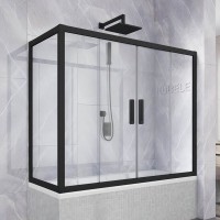 Шторка на ванну Kubele DE019 PR4-CLN-BLMT 180х80 см, профиль матовый черный