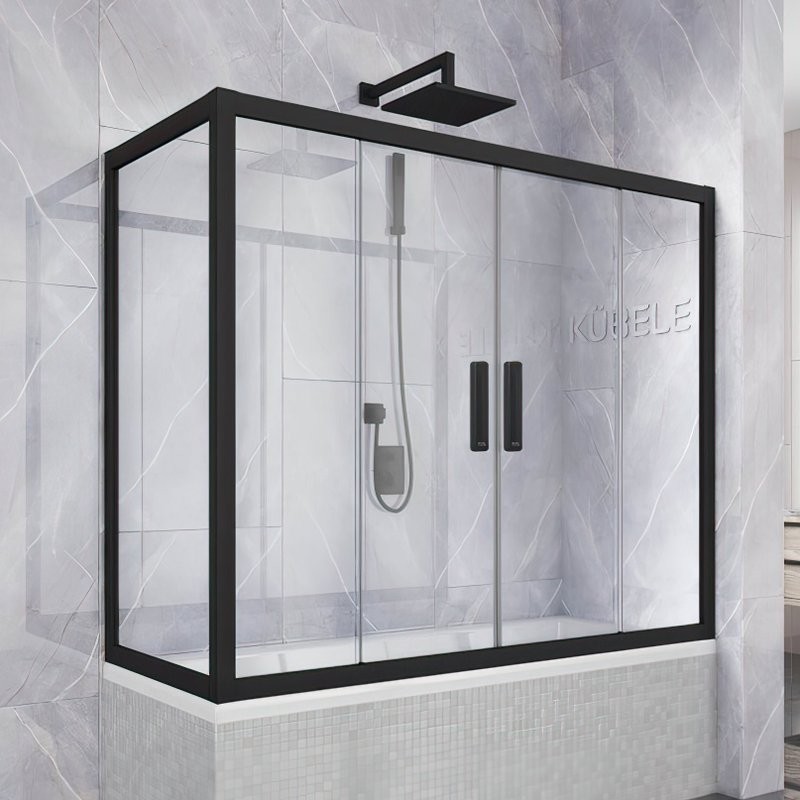 Шторка на ванну Kubele DE019 PR4-CLN-BLMT 180х80 см, профиль матовый черный