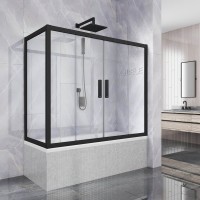 Шторка на ванну Kubele DE019 PR4-CLN-BLMT 180х80 см, профиль матовый черный