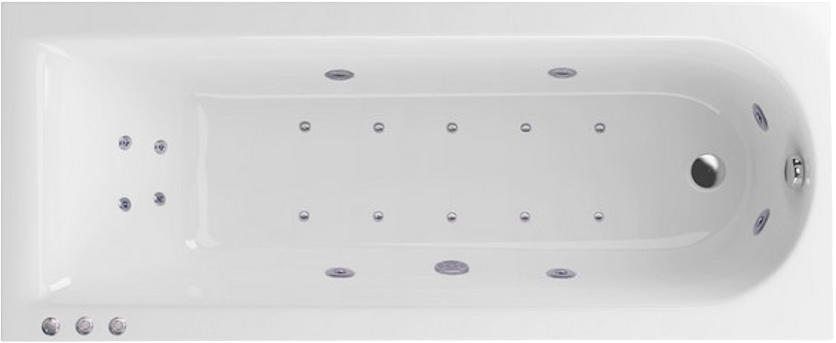 Акриловая ванна Excellent Aurum Slim Lux WAEX.AUR18S.LUX.CR 180x80 см, встраиваемая, с гидромассажем, белая, с каркасом, со сливом-переливом
