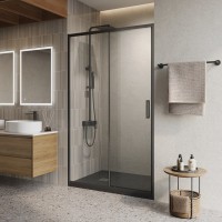 Душевая дверь в нишу BelBagno Luce BF-1-120-C-NERO профиль матовый черный, стекло прозрачное