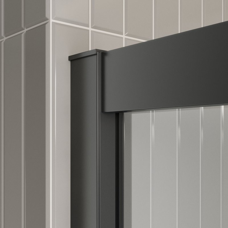 Душевая дверь в нишу BelBagno Luce BF-1-120-C-NERO профиль матовый черный, стекло прозрачное