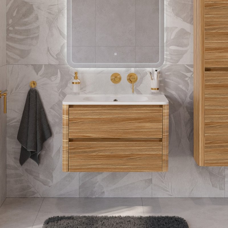 Мебель для ванной комнаты Cezares Relax 80 подвесная, 2 ящика, дуб карамельный