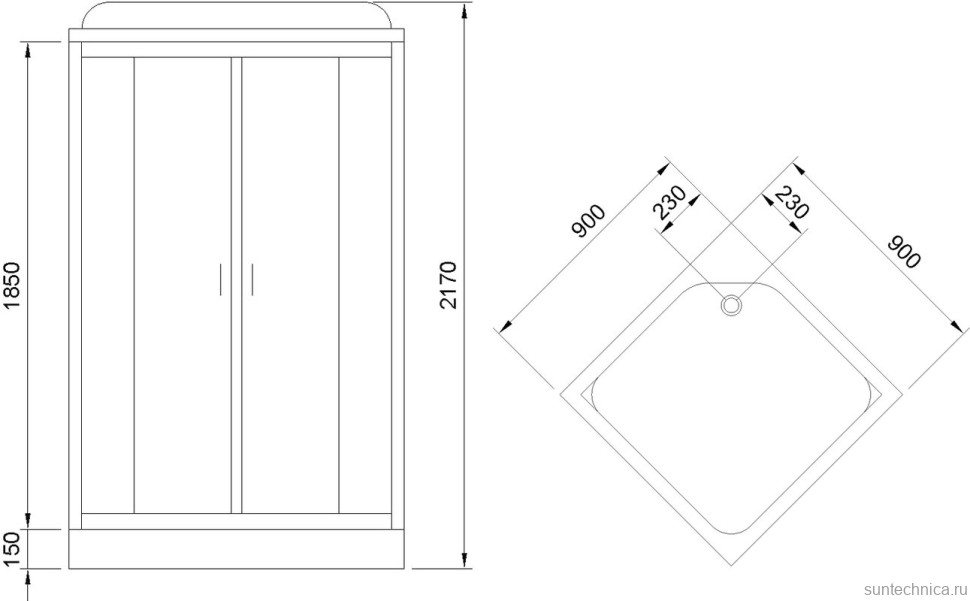 Душевая кабина Royal Bath HP RB90HP6-WC с низким поддоном, с сиденьем