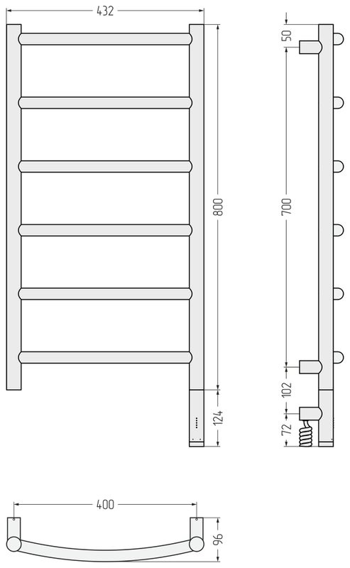 Полотенцесушитель электрический Сунержа Галант 3.1 020-6001-8040 90x45 см, подключение справа, шампань, лесенка