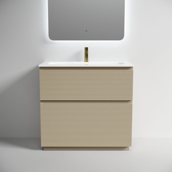 Тумба под раковину в ванную Sancos Folk Floor 890х445х850 мм, напольная с двумя ящиками, Капучино