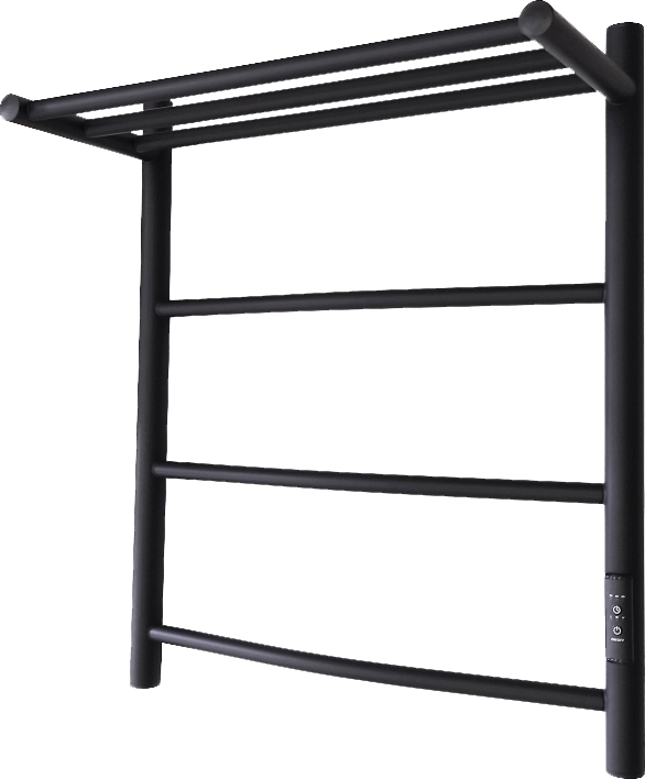 Полотенцесушитель электрический Маргроид Вид 4 СНШ 60x50 R с полкой, черный матовый