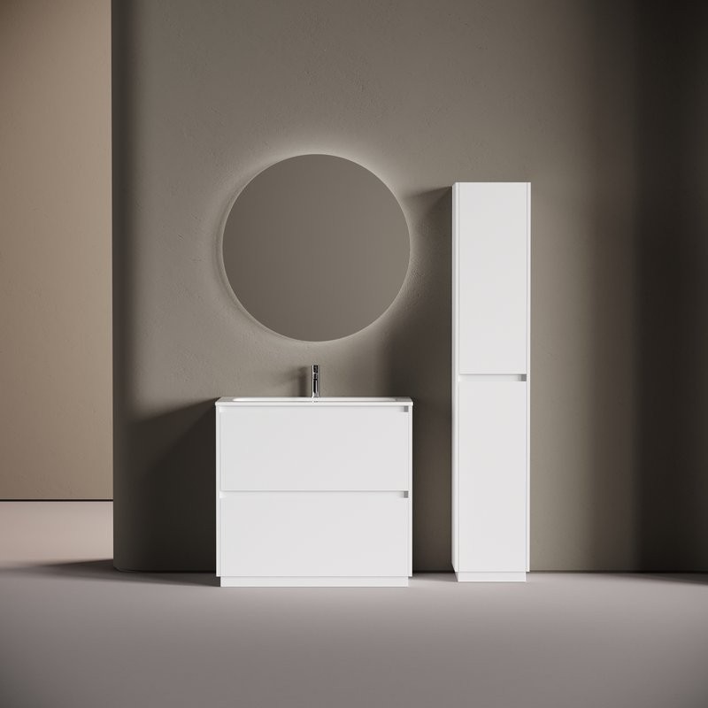 Мебель для ванной комнаты Sancos Libra Floor 90 напольный, белый глянец, раковина СN7019