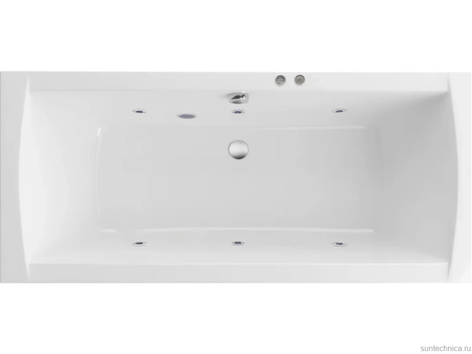 Акриловая ванна Excellent Aquaria Lux Slim Soft 180x80 см, встраиваемая, с гидромассажем, белая, с каркасом, со сливом-переливом
