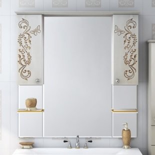 Зеркало Misty Бабочка 120 бежевое, патина