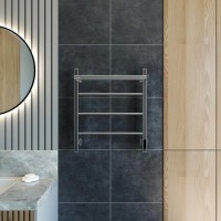 Полотенцесушитель электрический Grota App 530х600 NP EL 60x55 см, подключение справа, слева, скрытое подключение справа, глянцевый хром, лесенка, с полкой