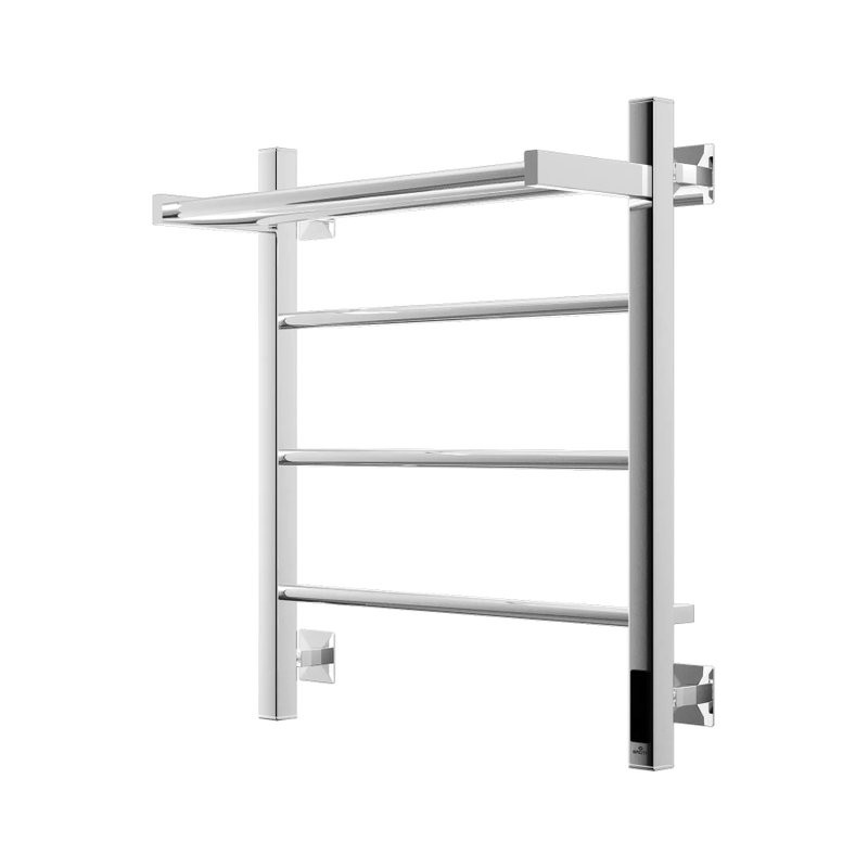 Полотенцесушитель электрический Grota App 530х600 NP EL 60x55 см, подключение справа, слева, скрытое подключение справа, глянцевый хром, лесенка, с полкой