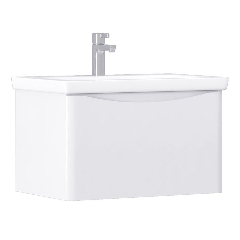 Тумба с раковиной Vigo Glem 70 подвесная, 1 ящик, глянцевая белая