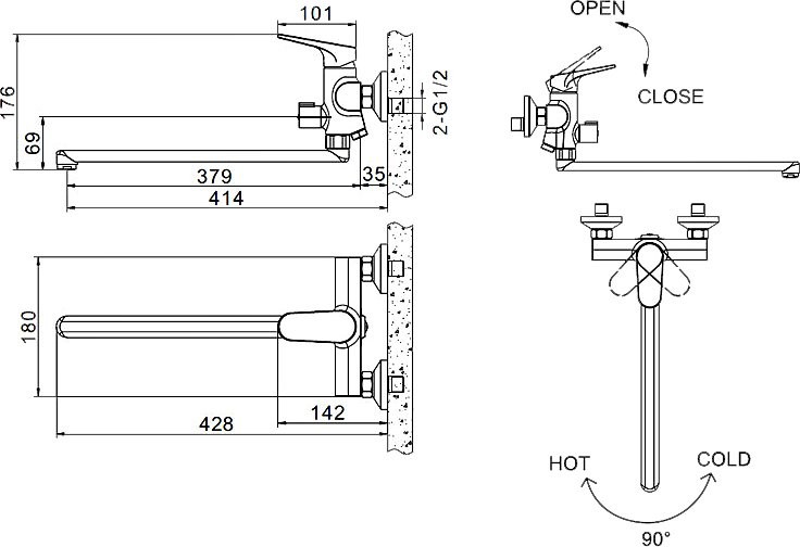 Универсальный смеситель Bravat Eler F6191238CP-01L