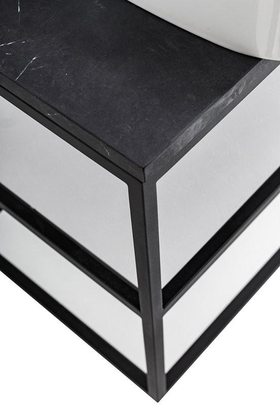Консоль Cezares Cadro 80 2-х ярусная, подвесная, белые полки, столешница BelBagno 80 marmo nero opaco