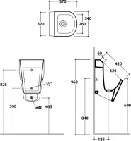 Писсуар подвесной Globo Forty3 FO029.BI сенсорный, белый, с сифоном, безободковый