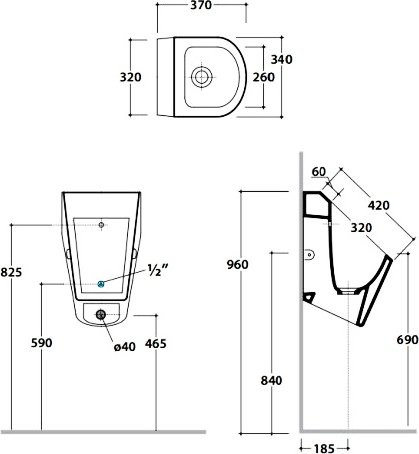 Писсуар подвесной Globo Forty3 FO029.BI сенсорный, белый, с сифоном, безободковый