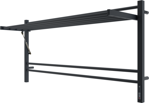 Полотенцесушитель электрический Terminus Горизонт П8 1200x600, с полкой, черный муар