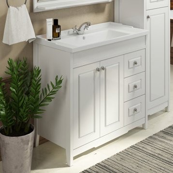 Тумба с раковиной Comforty Тбилиси 90 напольная, белый глянец