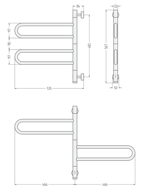 Полотенцесушитель электрический Сунержа Парео 4.0 03-0823-0567 55x50 см, скрытое подключение, глянцевое золото, E-образный